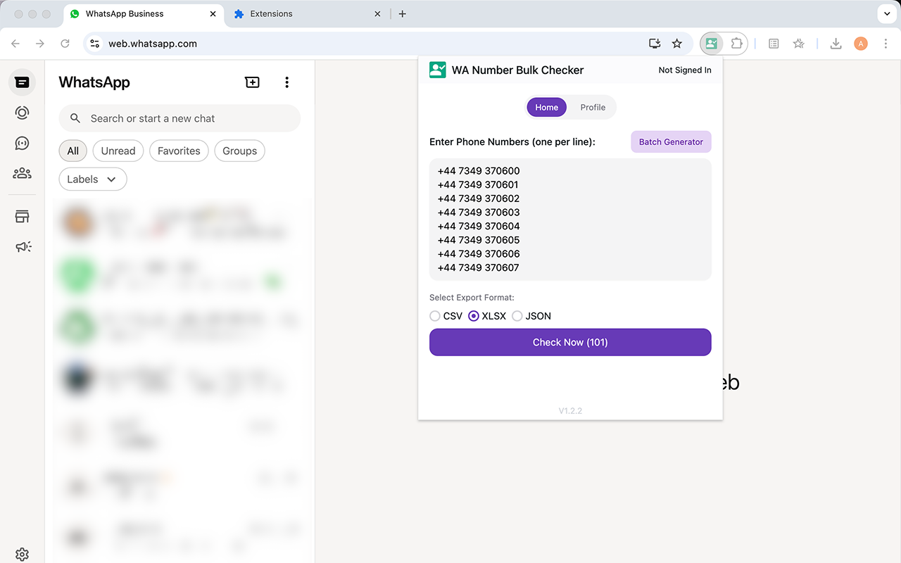 WA 号码批量检测器 – WhatsApp 的验证、搜索与查询 chrome谷歌浏览器插件_扩展第1张截图