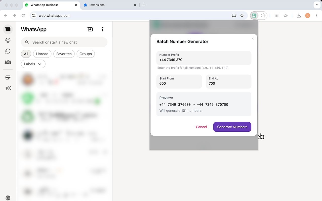WA 号码批量检测器 – WhatsApp 的验证、搜索与查询 chrome谷歌浏览器插件_扩展第3张截图