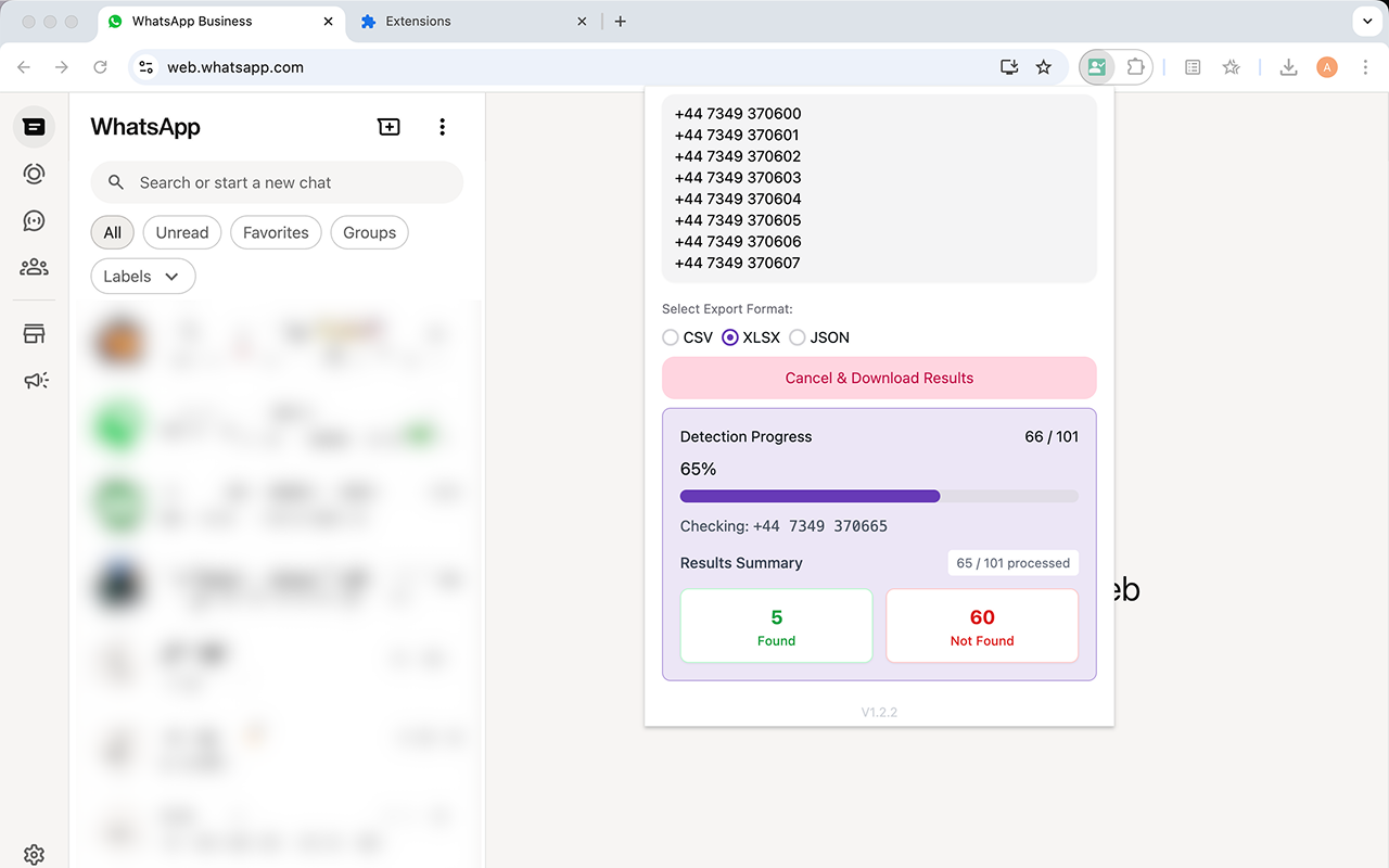 WA 号码批量检测器 – WhatsApp 的验证、搜索与查询 chrome谷歌浏览器插件_扩展第4张截图