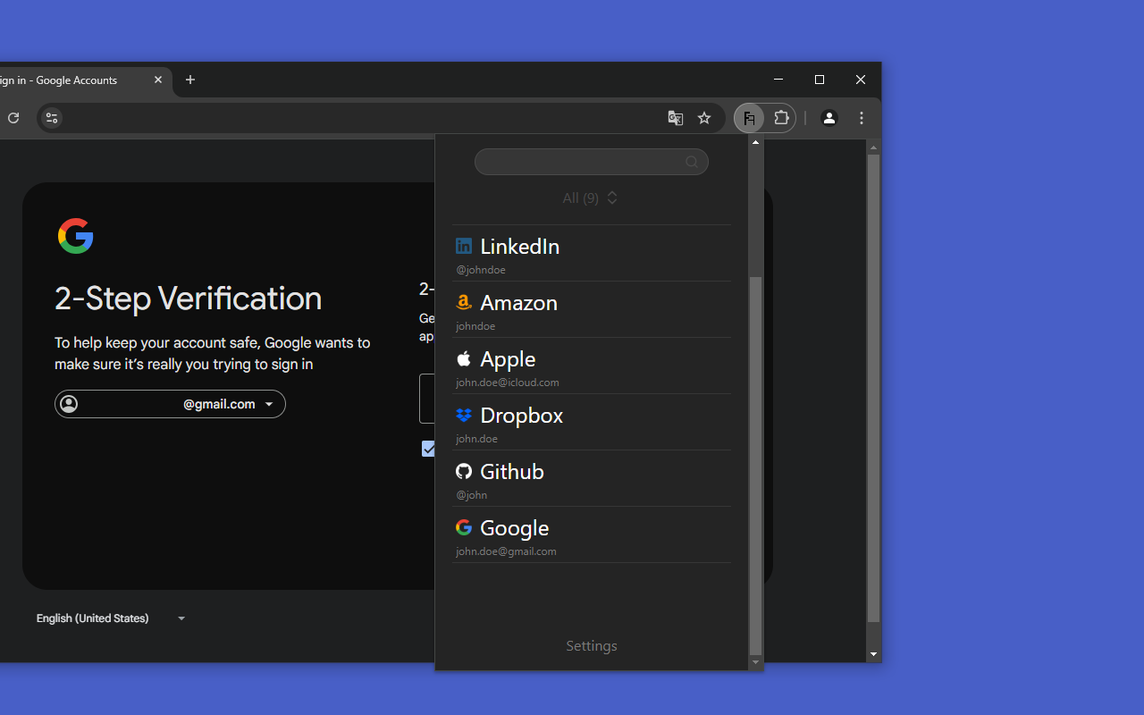 2FAuth (beta) chrome谷歌浏览器插件_扩展第1张截图