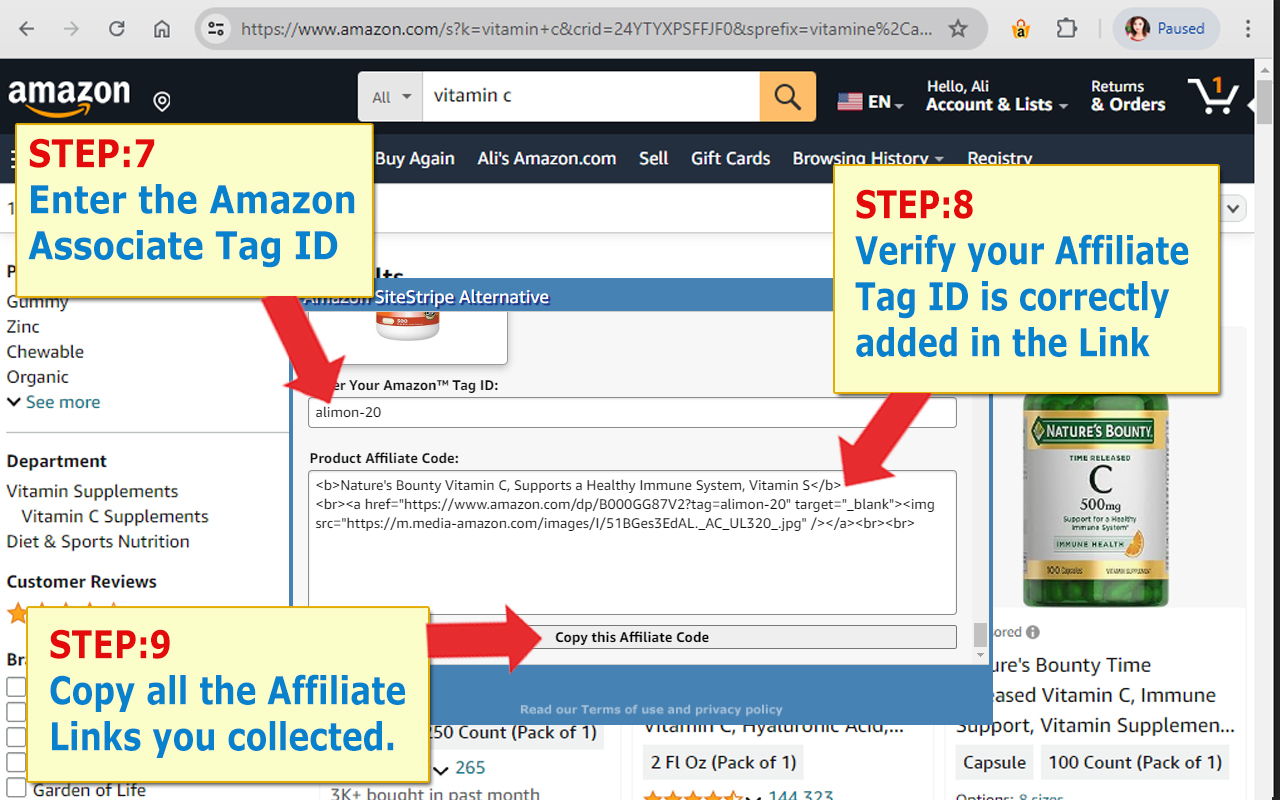 Amazon SiteStripe Alternative chrome谷歌浏览器插件_扩展第4张截图
