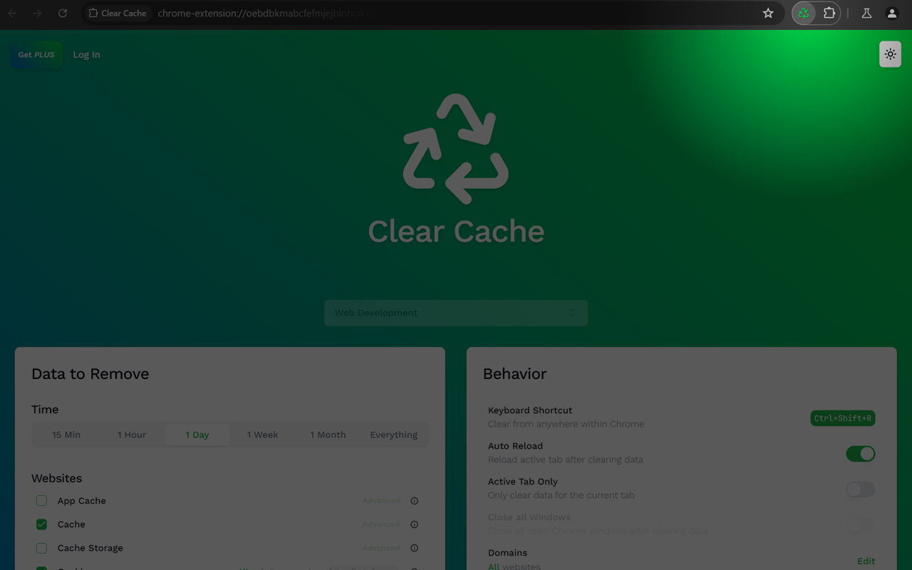 Clear Cache chrome谷歌浏览器插件_扩展第1张截图