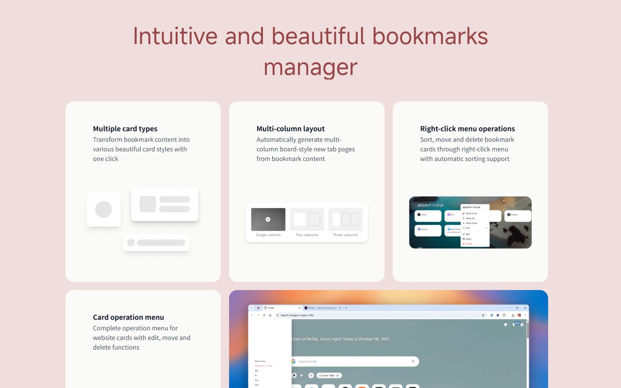 小舒同学 - 基于书签的新标签页 chrome谷歌浏览器插件_扩展第2张截图