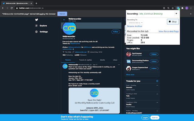 Webrecorder ArchiveWeb.page chrome谷歌浏览器插件_扩展第1张截图