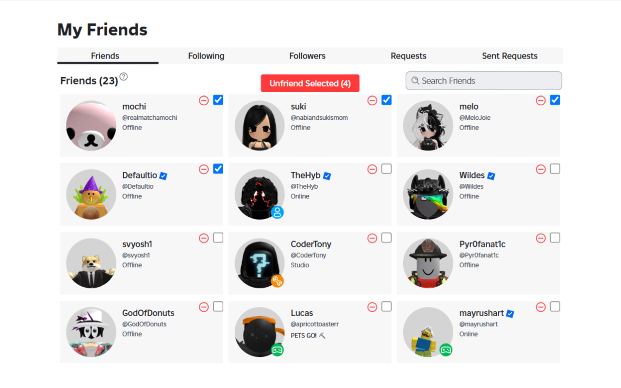 Roblox 朋友移除按钮 (Roblox Friend Remover Button) chrome谷歌浏览器插件_扩展第1张截图