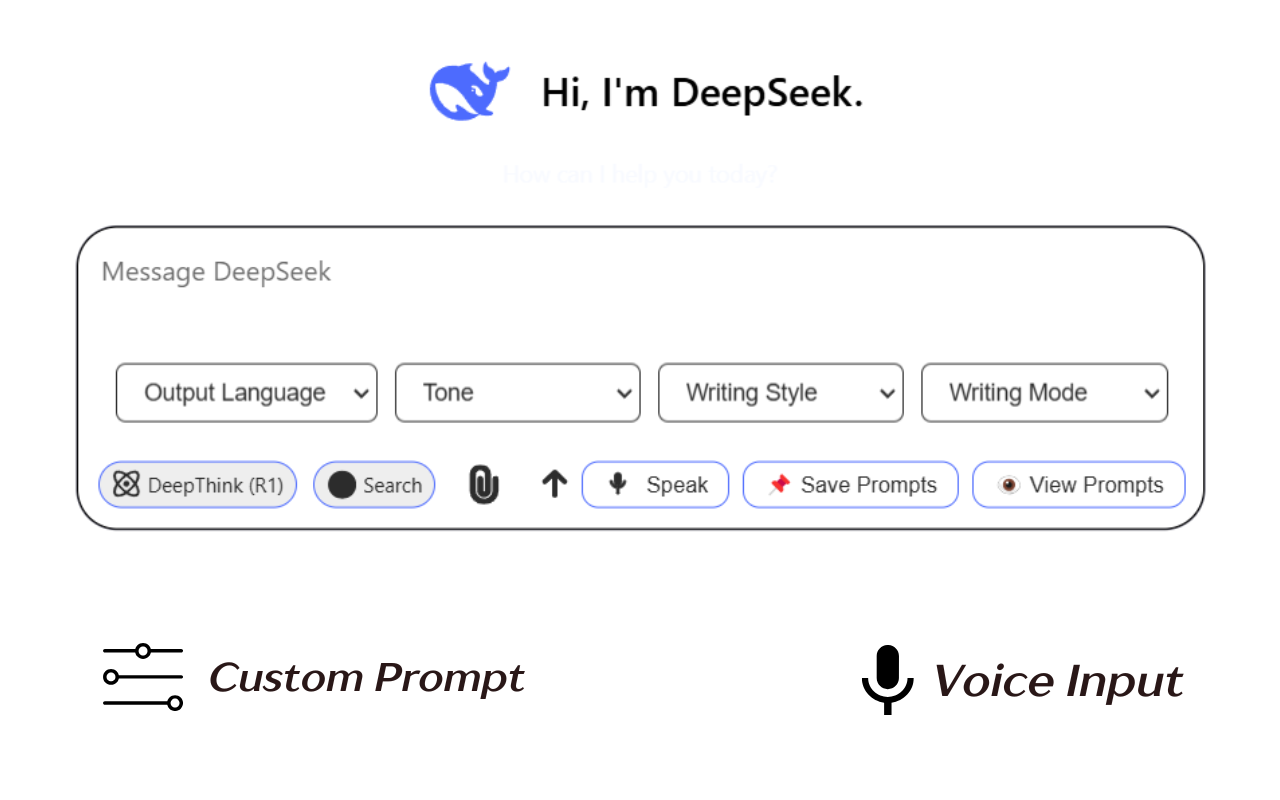 DeepSeek Pro - 自定义提示词 | 导出聊天、语音 | 主题和文件夹 chrome谷歌浏览器插件_扩展第3张截图