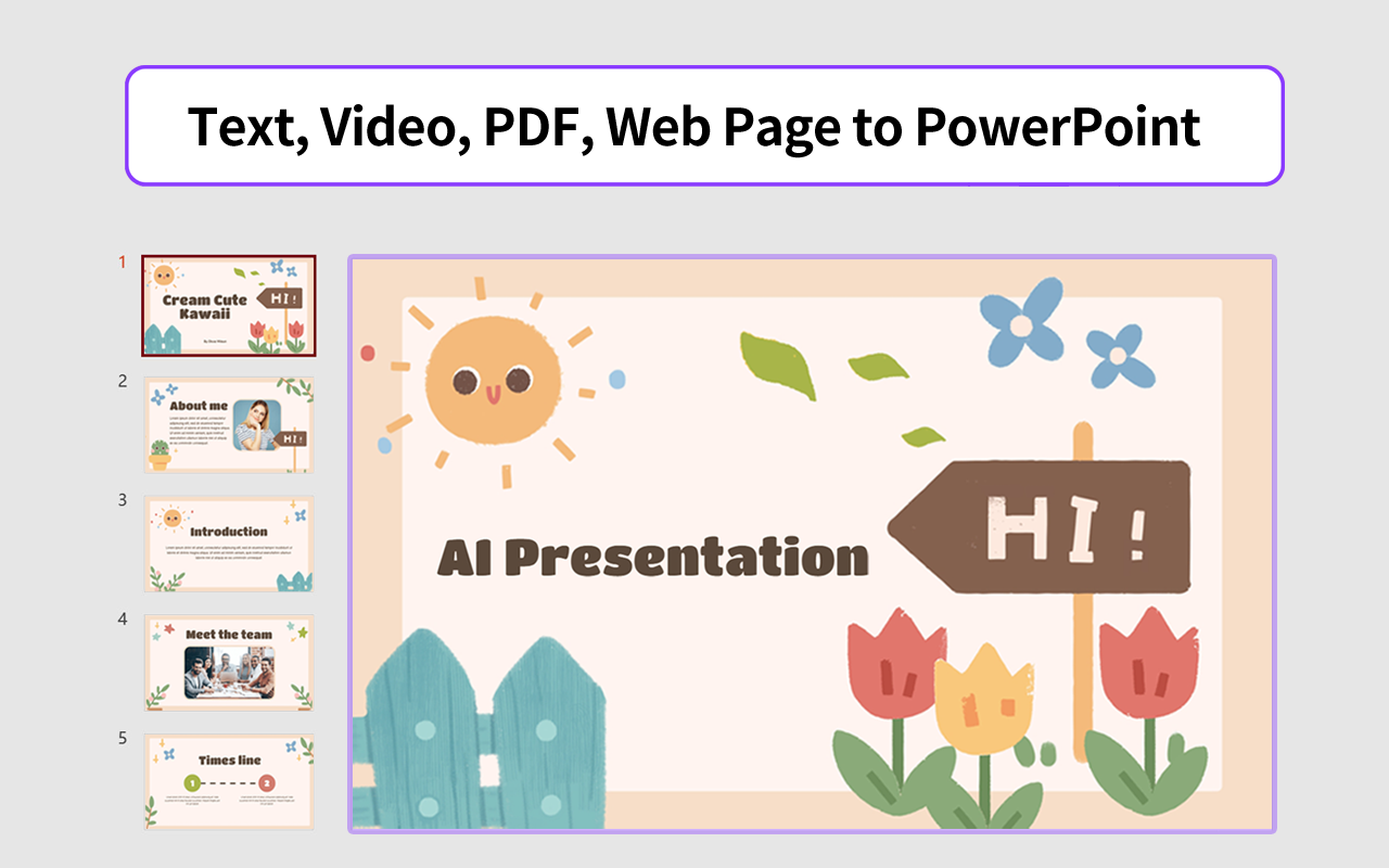 AI PowerPoint Maker - 将文本、视频、PDF、网页转换为 PPT chrome谷歌浏览器插件_扩展第2张截图