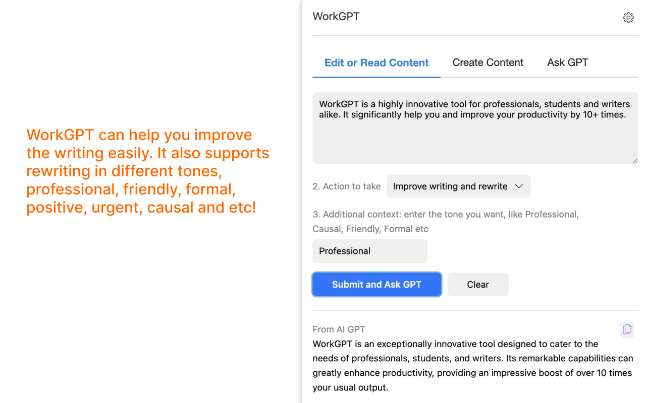 WorkGPT - Your Ultimate AI for Work (with ChatGPT, Gemini, Grok, Claude) chrome谷歌浏览器插件_扩展第2张截图