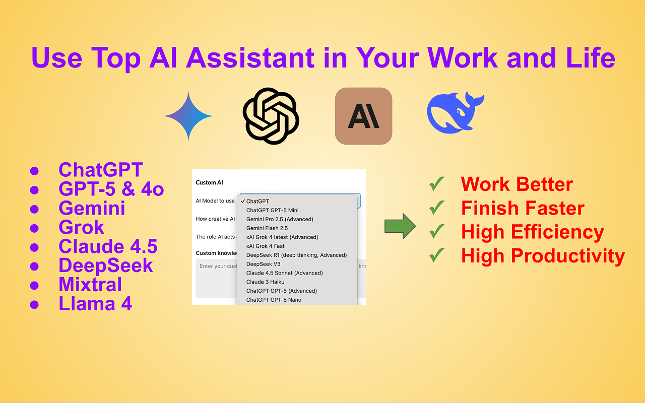 WorkGPT - Your Ultimate AI for Work (with ChatGPT, Gemini, Grok, Claude) chrome谷歌浏览器插件_扩展第3张截图