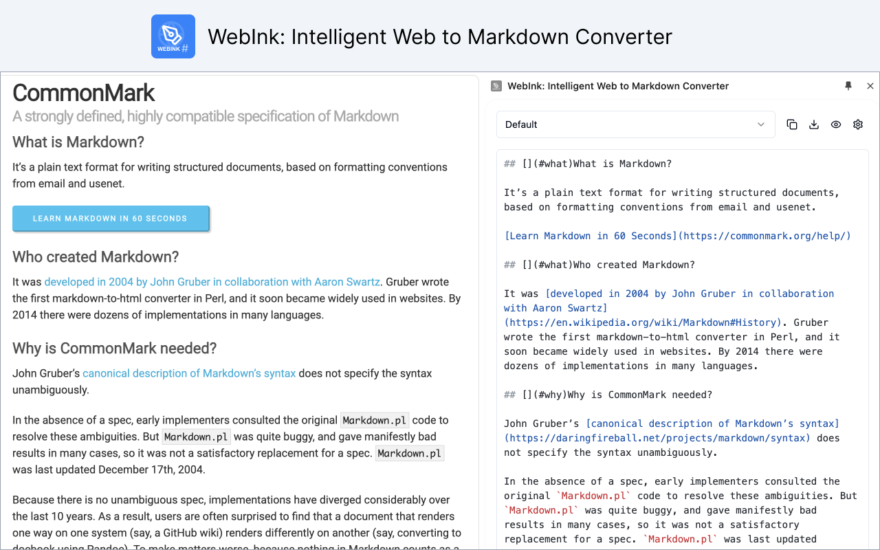 WebInk: 智能网页转Markdown工具 chrome谷歌浏览器插件_扩展第1张截图