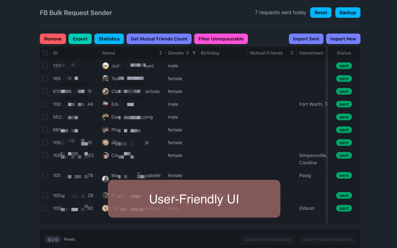 FB好友请求发送器 - 发送、取消和自动添加Facebook好友 chrome谷歌浏览器插件_扩展第4张截图