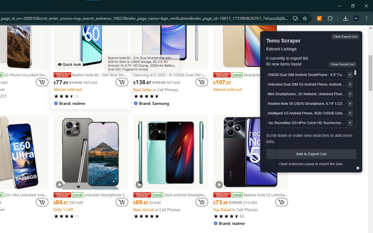 Temu Scraper: Export Listings, Sellers, Reviews & more chrome谷歌浏览器插件_扩展第1张截图