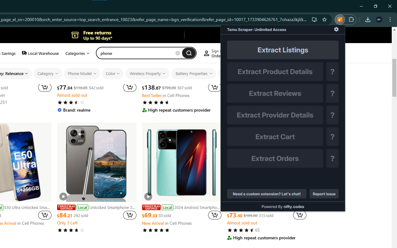 Temu Scraper: Export Listings, Sellers, Reviews & more chrome谷歌浏览器插件_扩展第5张截图