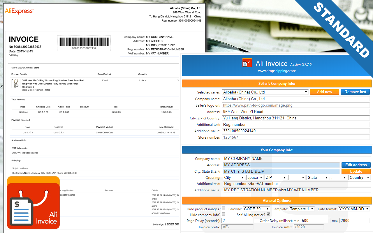 Ali Invoice chrome谷歌浏览器插件_扩展第2张截图