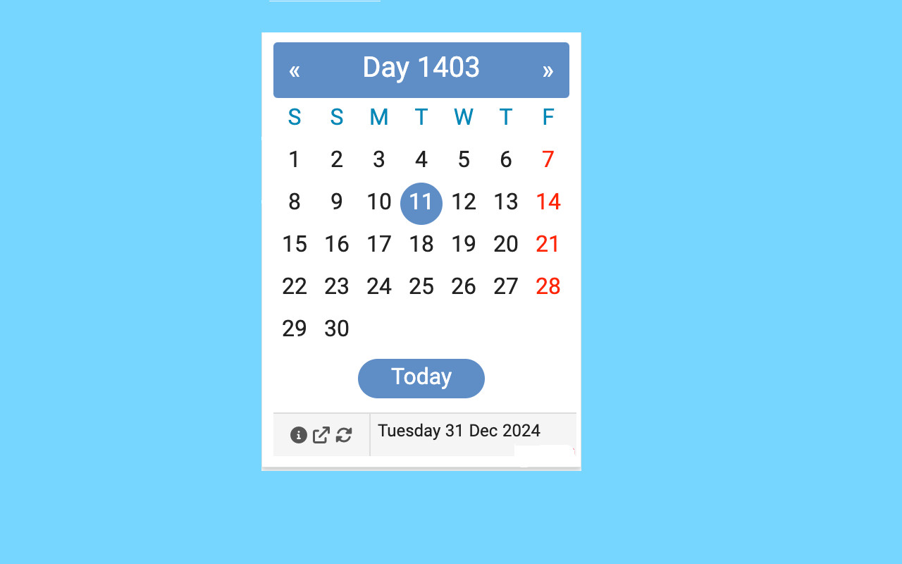 Persian Solar Hijri Calendar chrome谷歌浏览器插件_扩展第1张截图
