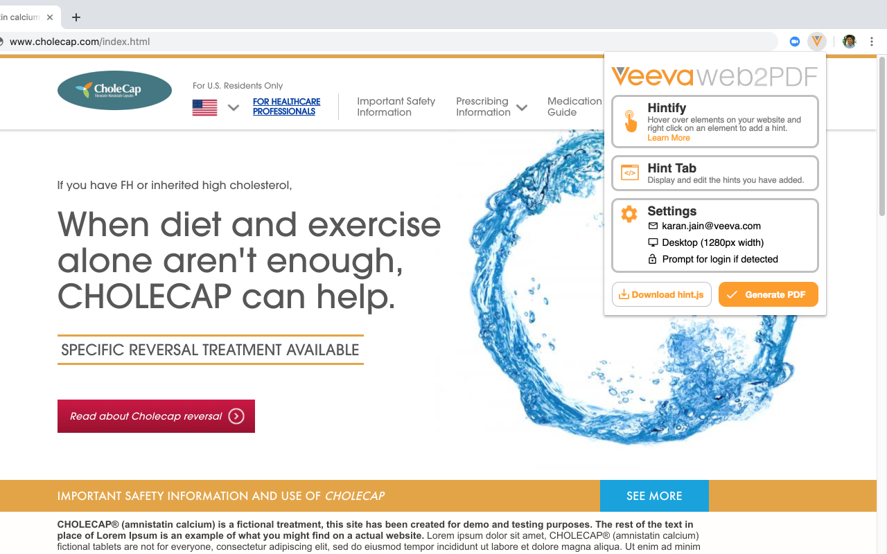 Veeva Web2PDF chrome谷歌浏览器插件_扩展第1张截图