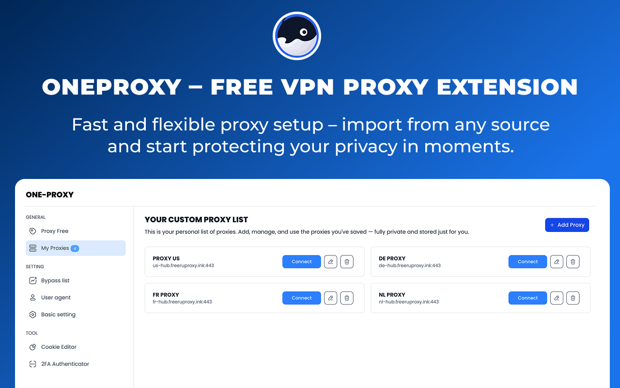 OneProxy – Free  Proxy Extension chrome谷歌浏览器插件_扩展第1张截图