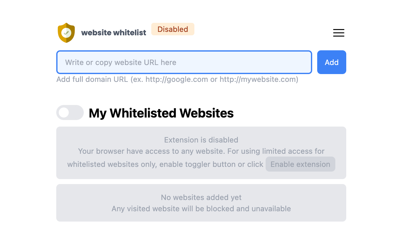 Website Whitelist | Parent Control chrome谷歌浏览器插件_扩展第3张截图