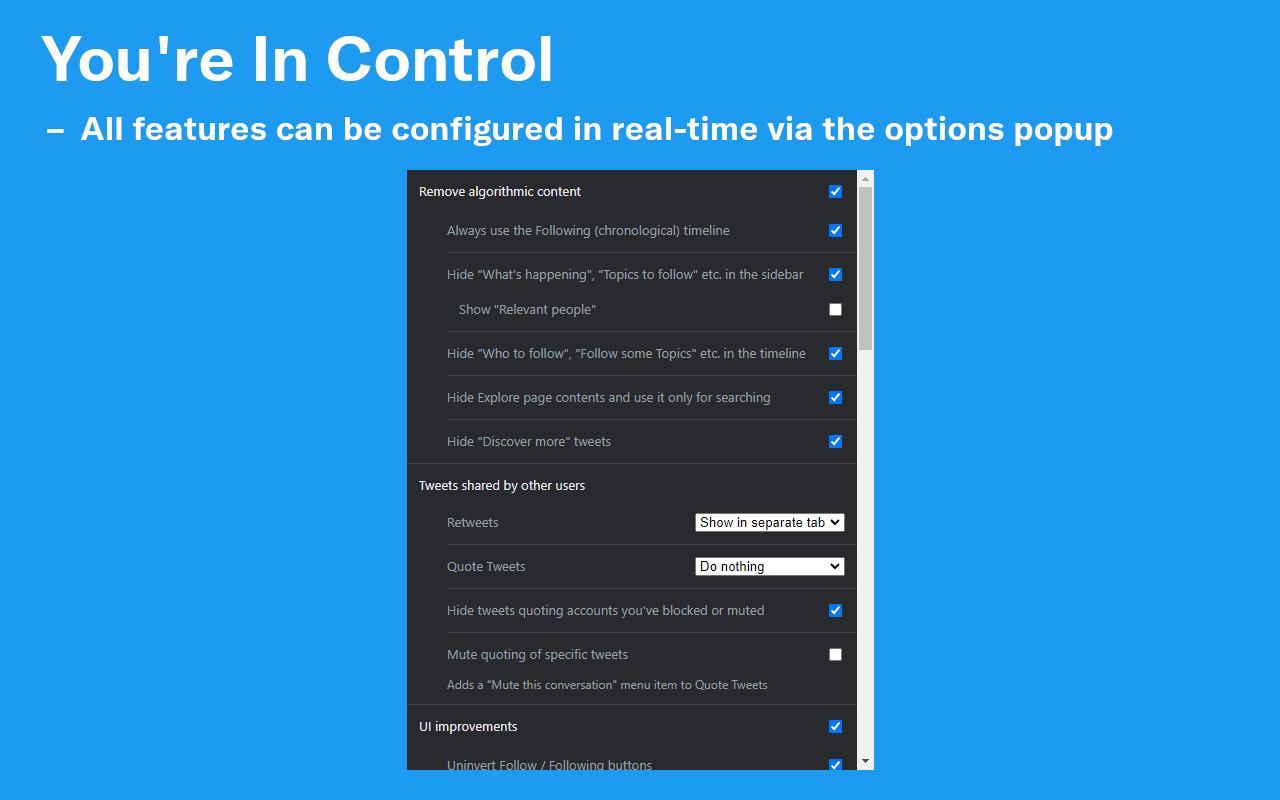 Control Panel for Twitter chrome谷歌浏览器插件_扩展第3张截图