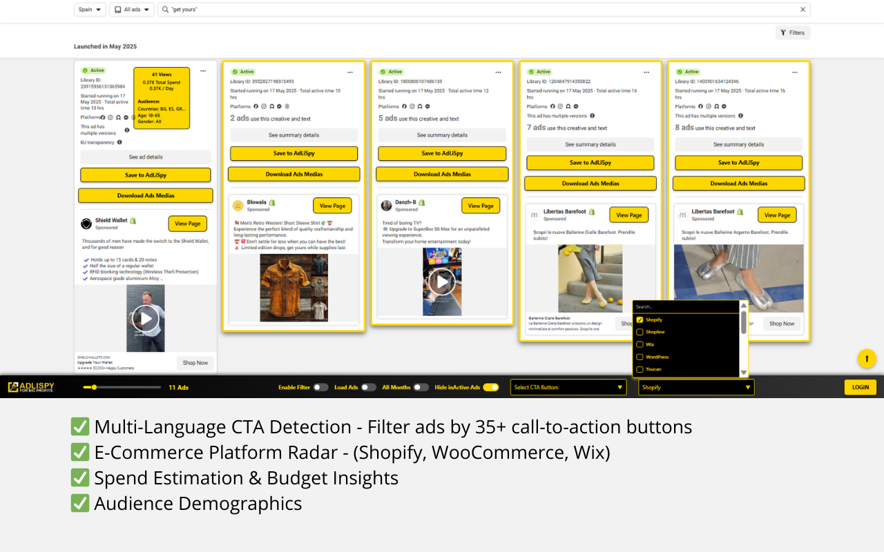 AdLiSpy Pro - AdLibrary Meta Ad Spy Tool & Analyzer chrome谷歌浏览器插件_扩展第5张截图