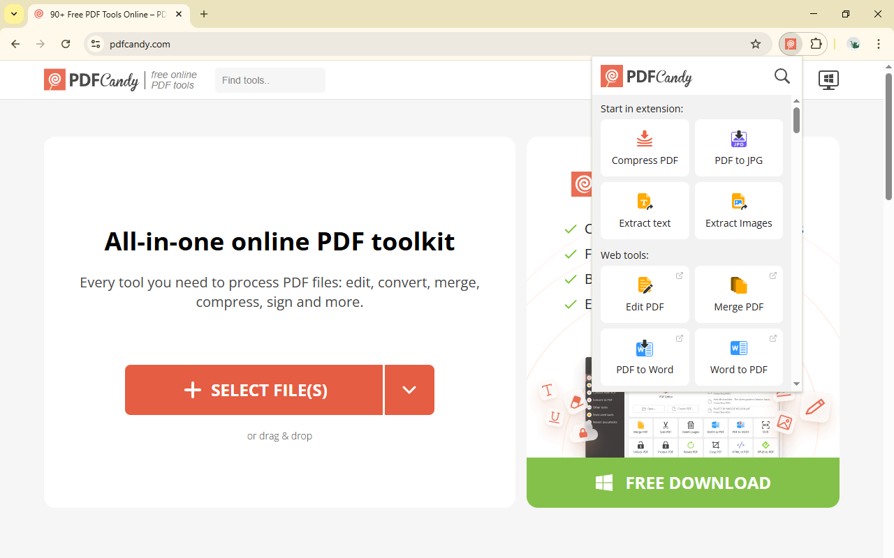 PDF Candy | 在线 PDF 工具 chrome谷歌浏览器插件_扩展第1张截图