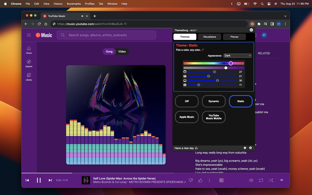 YouTube Music™ 主题音乐（增强器） chrome谷歌浏览器插件_扩展第2张截图