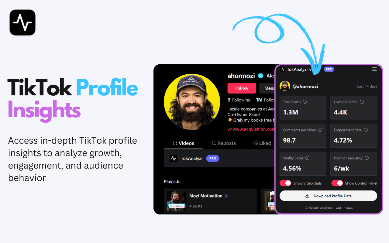 TikTok Analytics Tool – Profile Analyzer & Sorter by TokAnalyzr chrome谷歌浏览器插件_扩展第1张截图