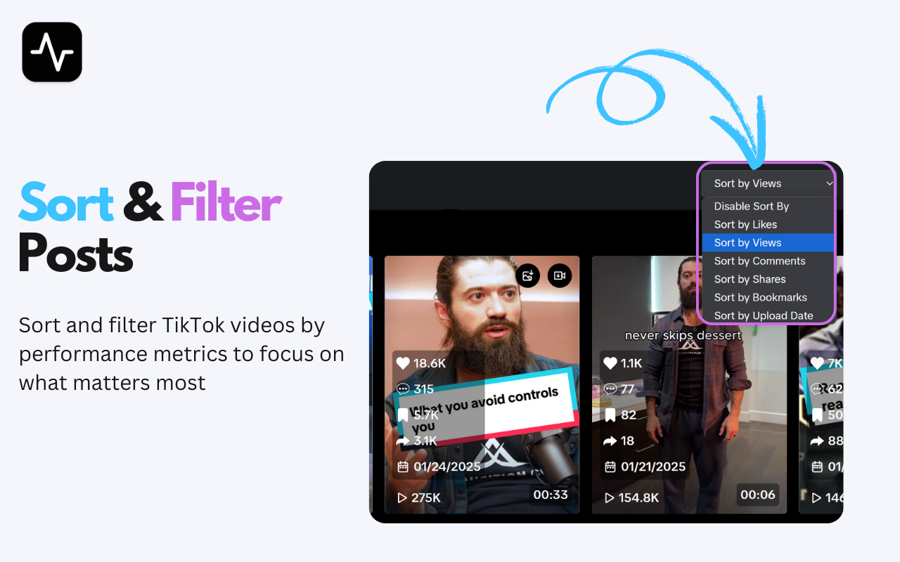 TikTok Analytics Tool – Profile Analyzer & Sorter by TokAnalyzr chrome谷歌浏览器插件_扩展第3张截图