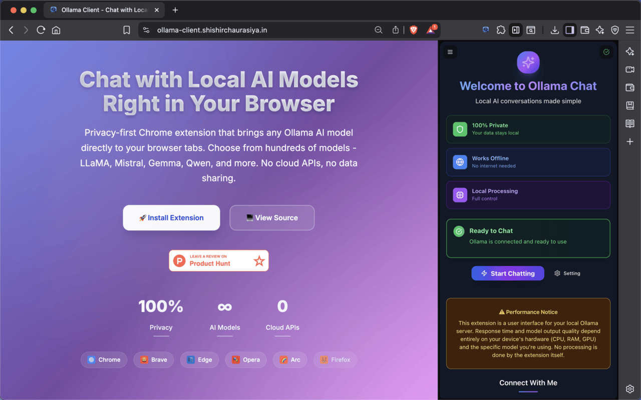 Ollama Client - Chat with Local LLM Models chrome谷歌浏览器插件_扩展第2张截图
