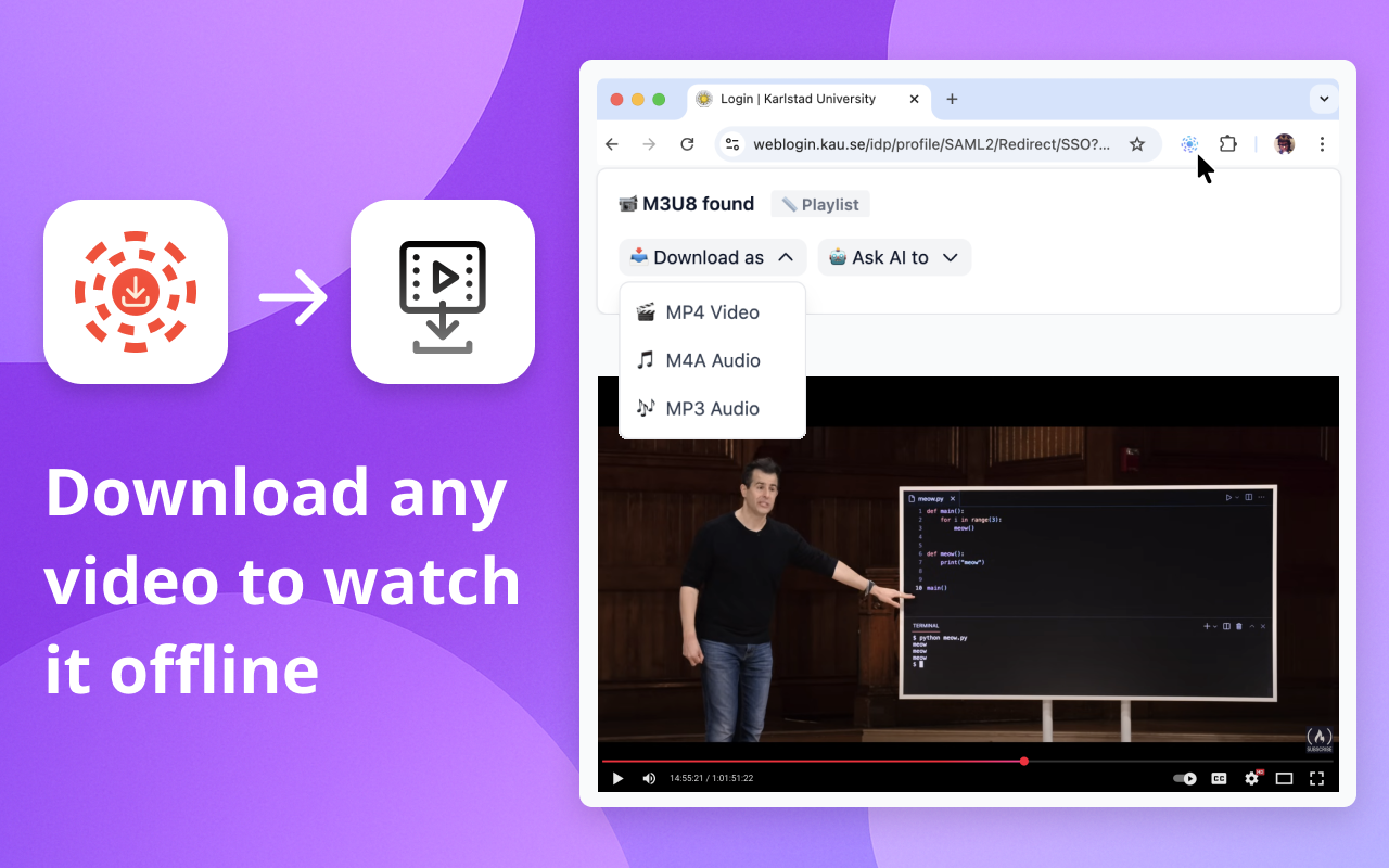 Canvas – Video Downloader, Transcriber & Summarizer chrome谷歌浏览器插件_扩展第1张截图