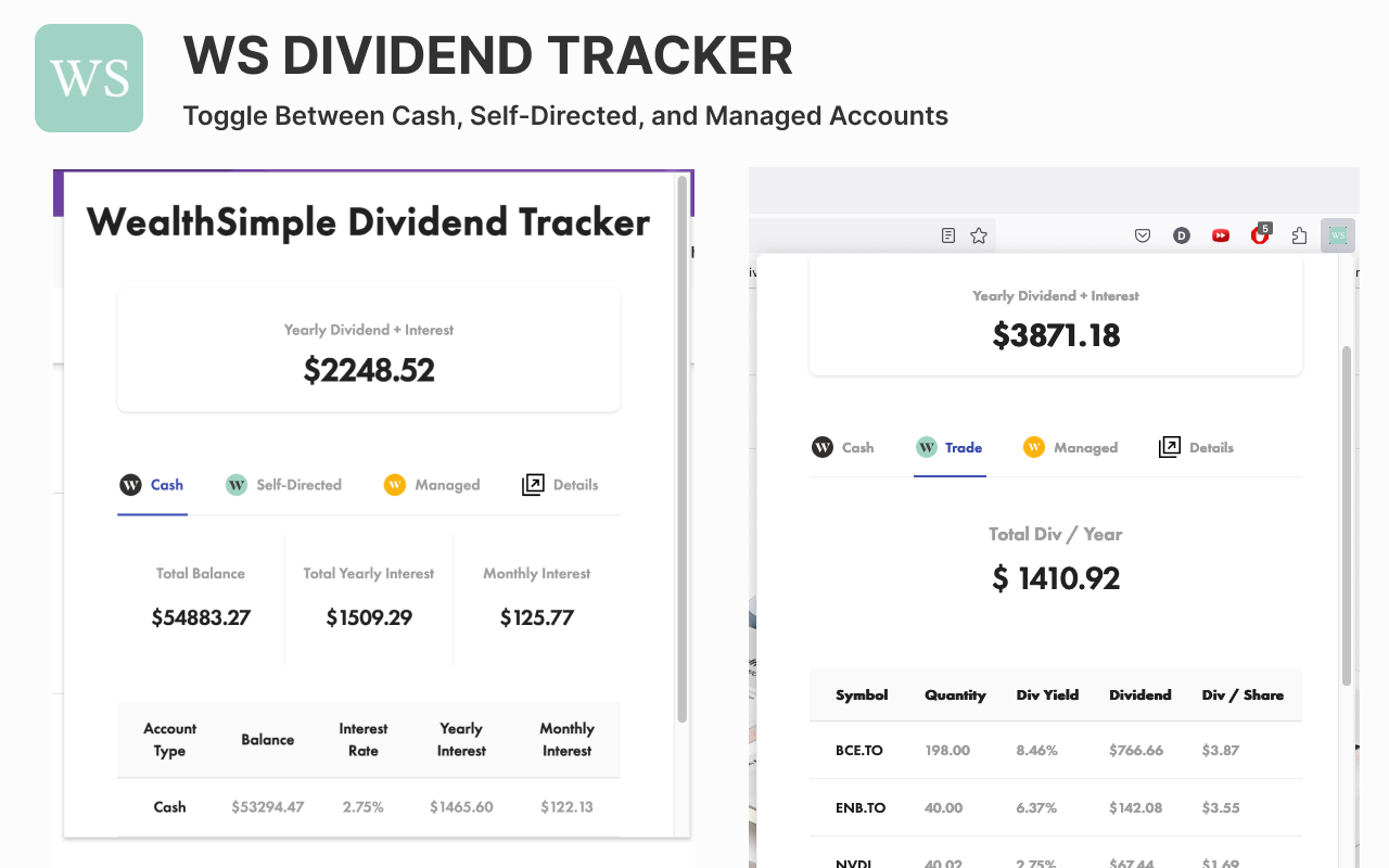 WealthSimple Dividend Tracker chrome谷歌浏览器插件_扩展第3张截图