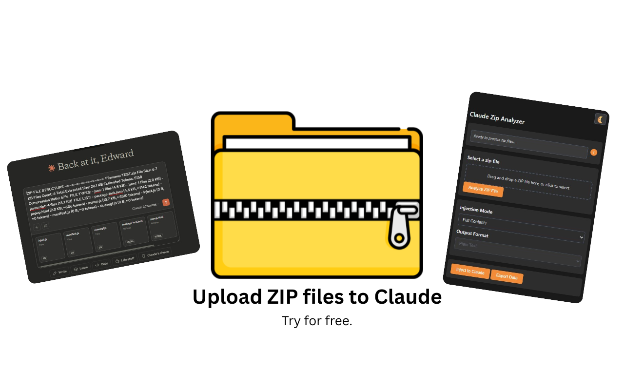 Devizip - Anthropic Zip File Uploader, Claude 4 Sonnet Dev Tool chrome谷歌浏览器插件_扩展第1张截图