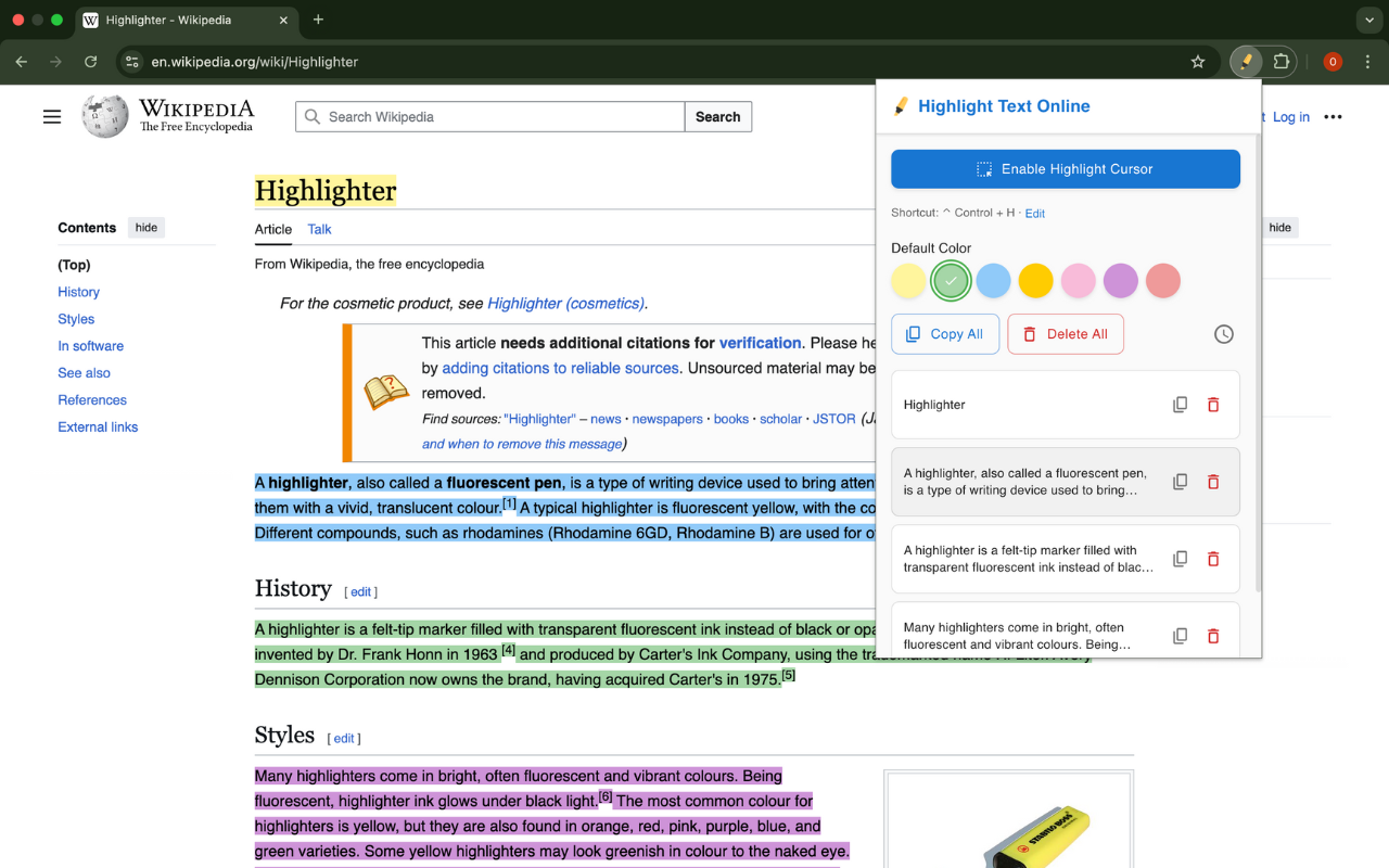 在线高亮文本 chrome谷歌浏览器插件_扩展第3张截图