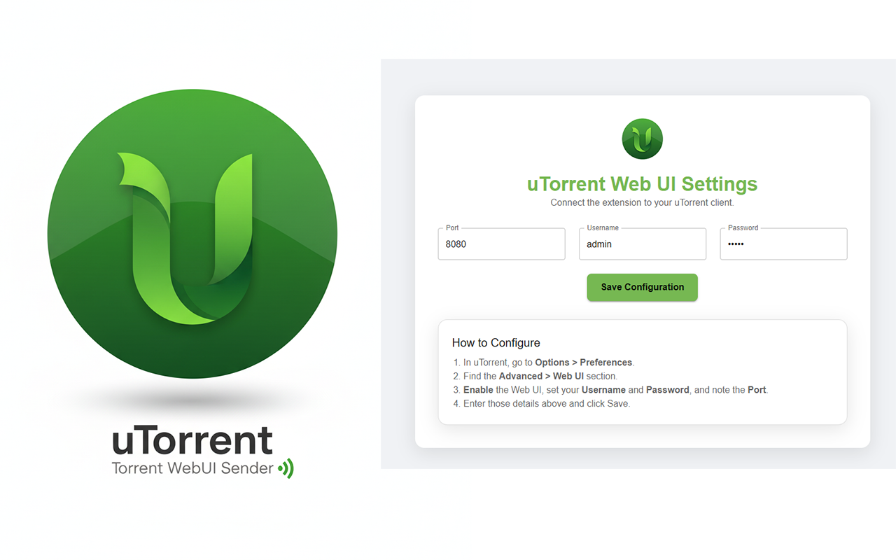 uTorrent | Torrent WebUI Sender chrome谷歌浏览器插件_扩展第1张截图