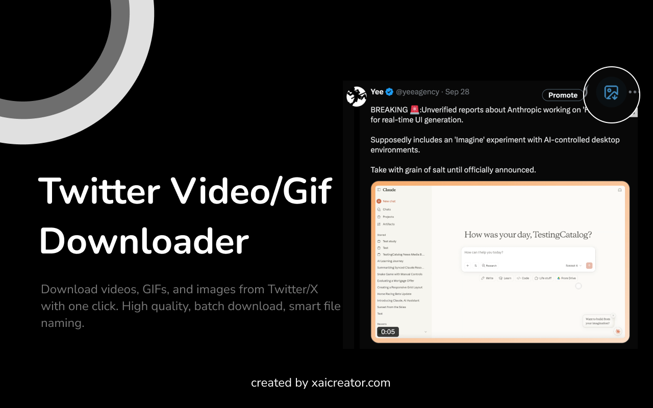 Twitter Video/GIF Downloader - Save Twitter Media Instantly chrome谷歌浏览器插件_扩展第1张截图
