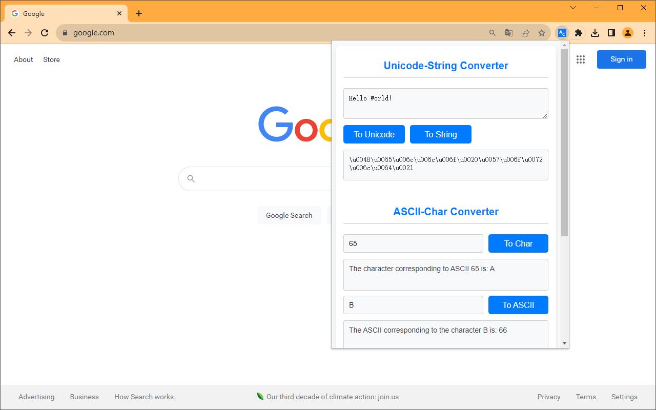 Unicode Converter / ASCII Converter chrome谷歌浏览器插件_扩展第1张截图