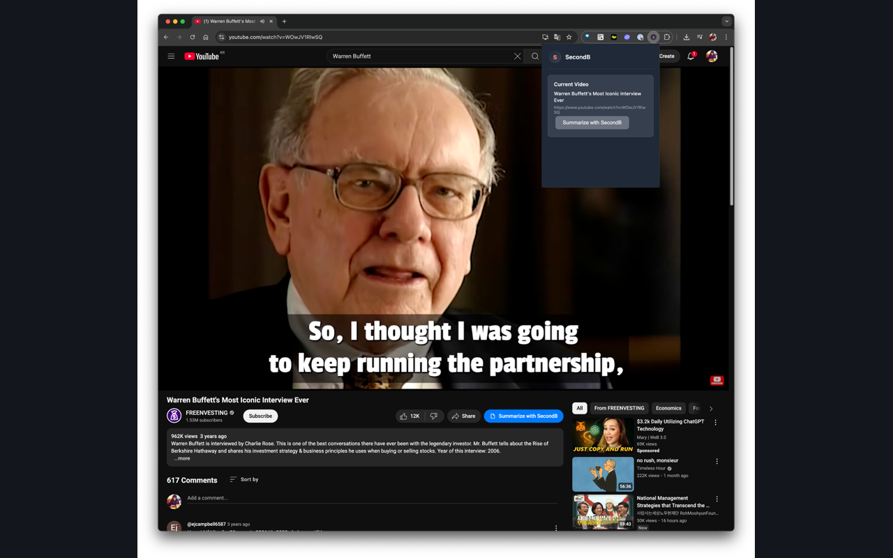 SecondB YouTube Summarizer chrome谷歌浏览器插件_扩展第1张截图