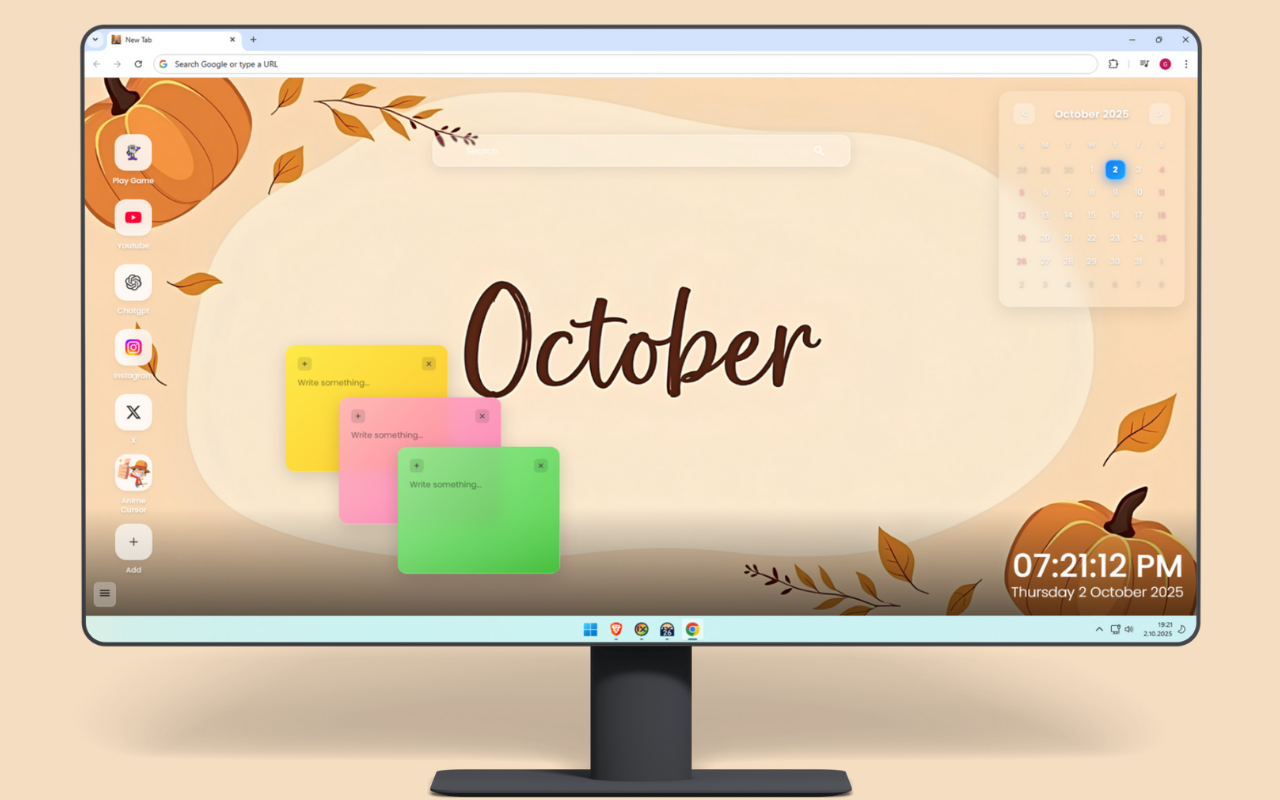 October 2025 Calendar Wallpaper chrome谷歌浏览器插件_扩展第2张截图