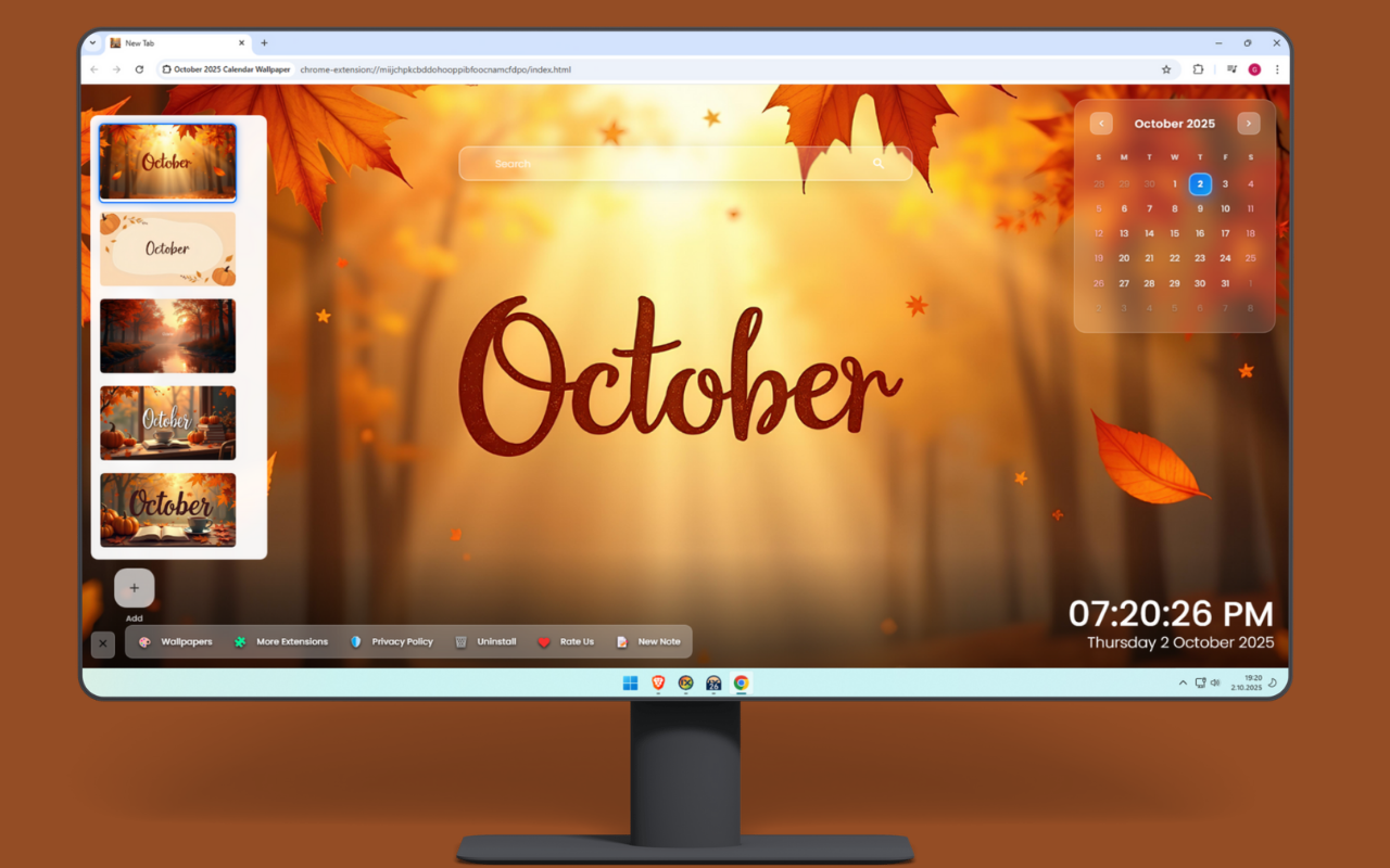 October 2025 Calendar Wallpaper chrome谷歌浏览器插件_扩展第4张截图