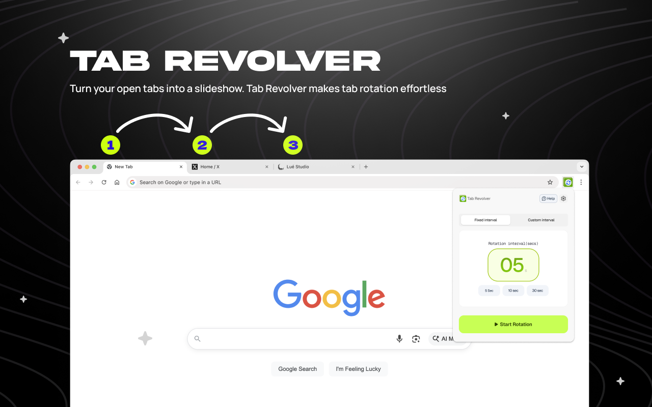 Tab Revolver – Auto rotate tabs for slideshow browsing chrome谷歌浏览器插件_扩展第2张截图