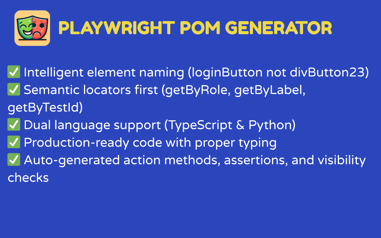 Playwright POM Generator chrome谷歌浏览器插件_扩展第2张截图