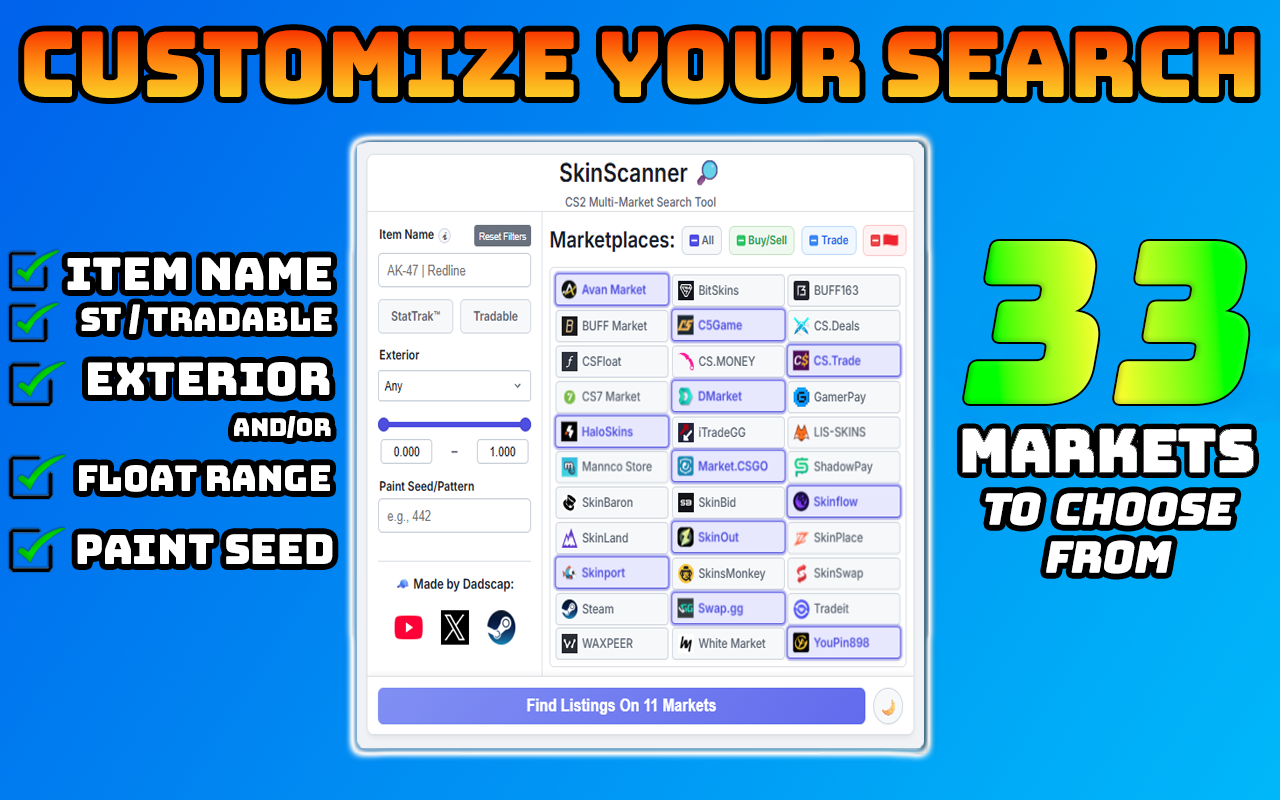 SkinScanner 🔎: CS2 Multi-Market Price Checker chrome谷歌浏览器插件_扩展第1张截图