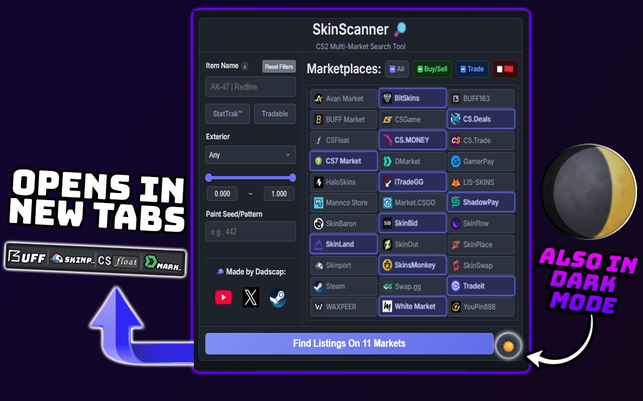 SkinScanner 🔎: CS2 Multi-Market Price Checker chrome谷歌浏览器插件_扩展第2张截图