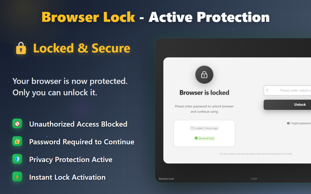 浏览器锁 - Chrome浏览器密码锁 | Browser-Lock.com chrome谷歌浏览器插件_扩展第2张截图