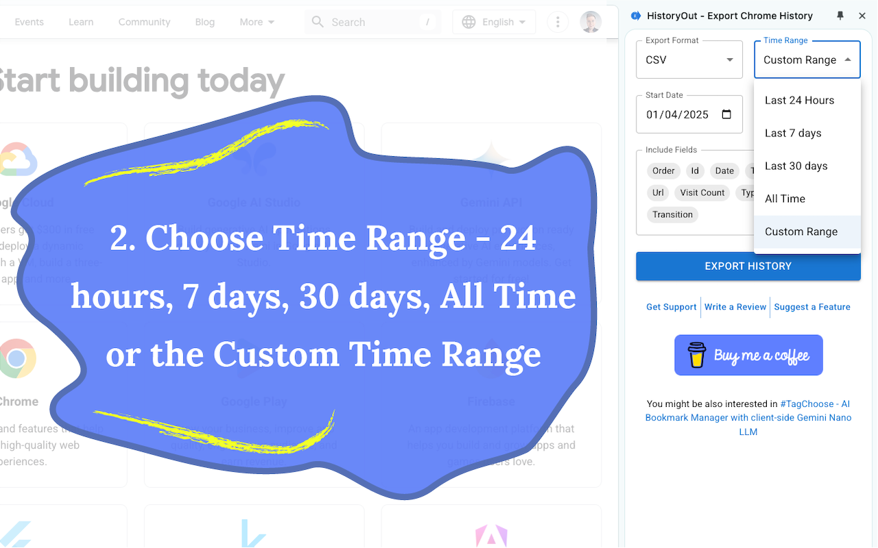 HistoryOut - Export Chrome History chrome谷歌浏览器插件_扩展第1张截图