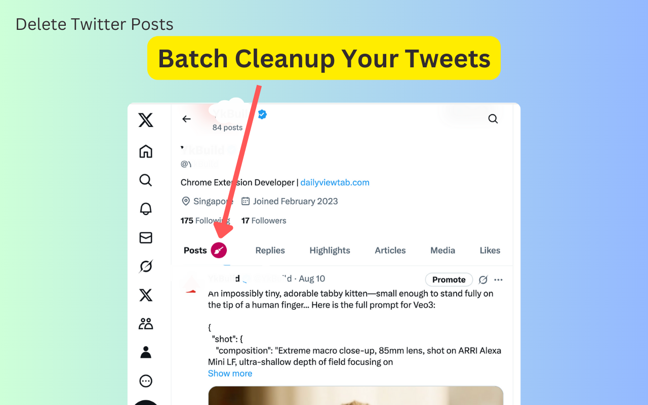 删除 X 条推文 - 移除 Twitter 帖子 chrome谷歌浏览器插件_扩展第4张截图