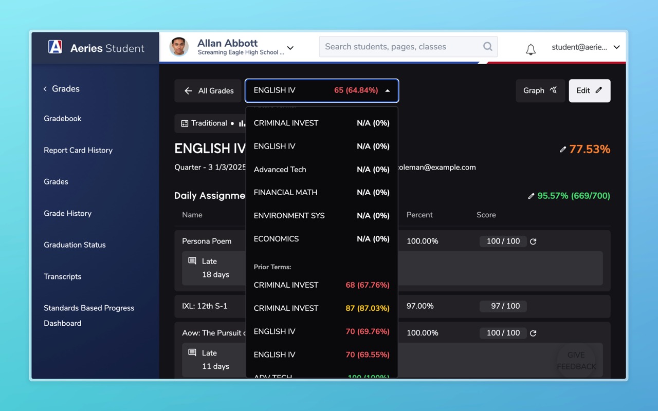 Aeries Grades+ chrome谷歌浏览器插件_扩展第2张截图