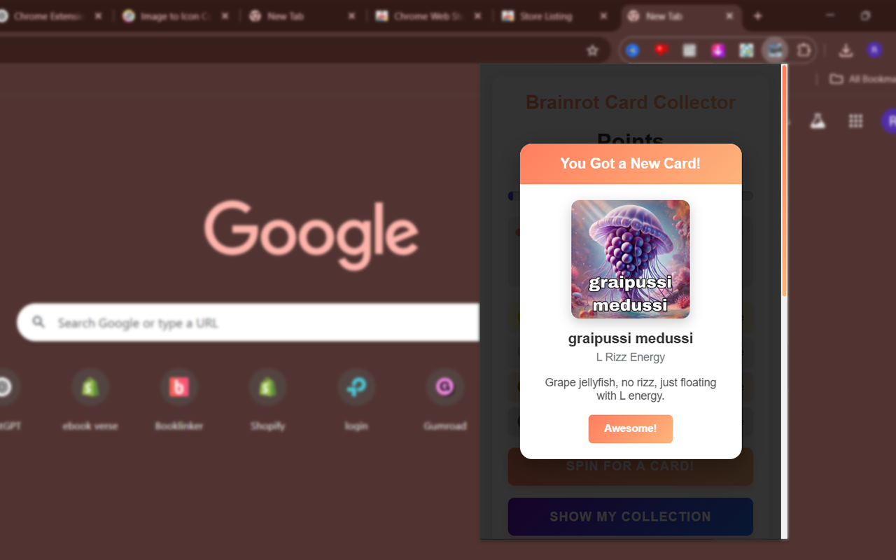 Brainrot Card Collection chrome谷歌浏览器插件_扩展第1张截图