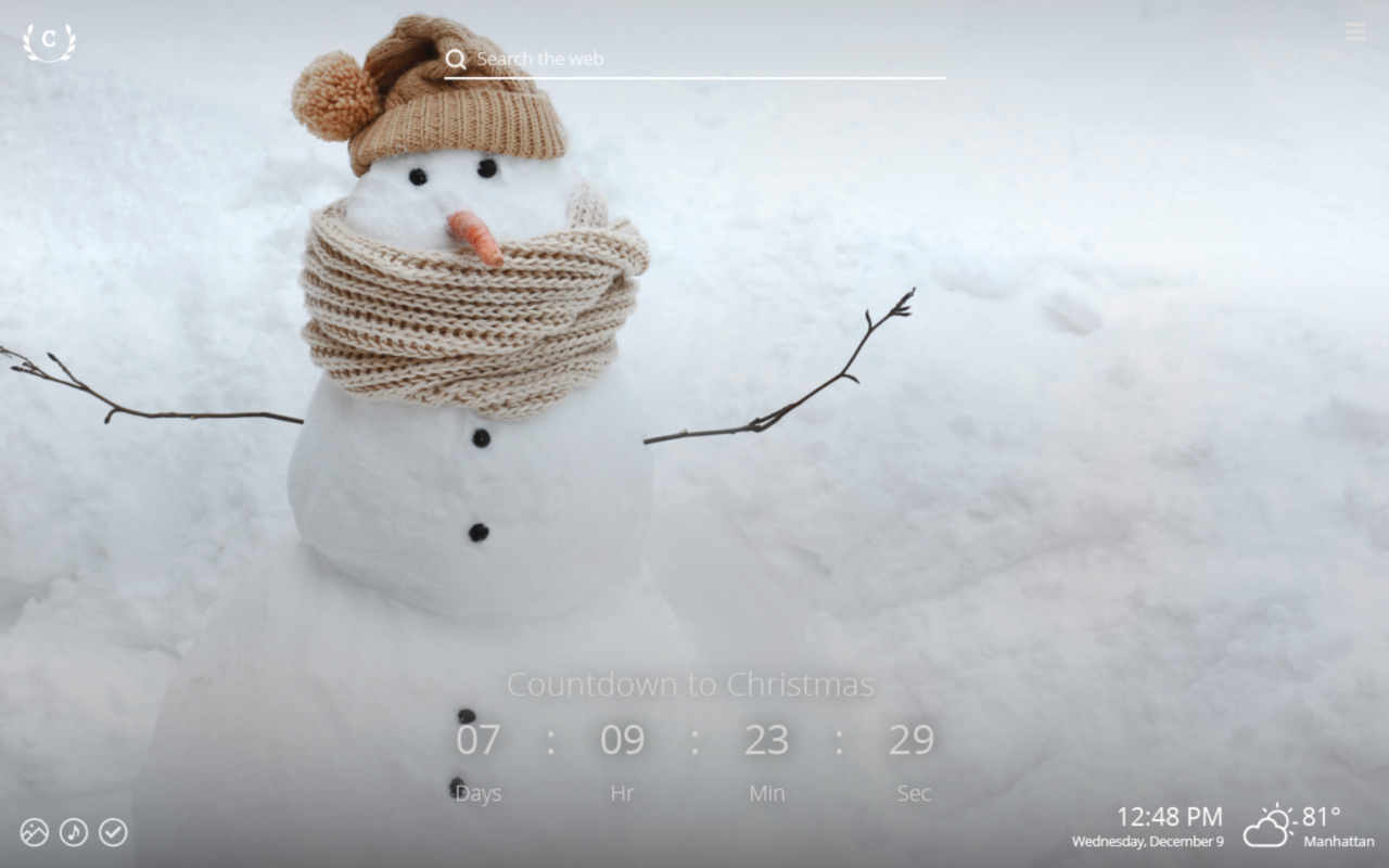 White Christmas Countdown HD Wallpapers Theme chrome谷歌浏览器插件_扩展第1张截图