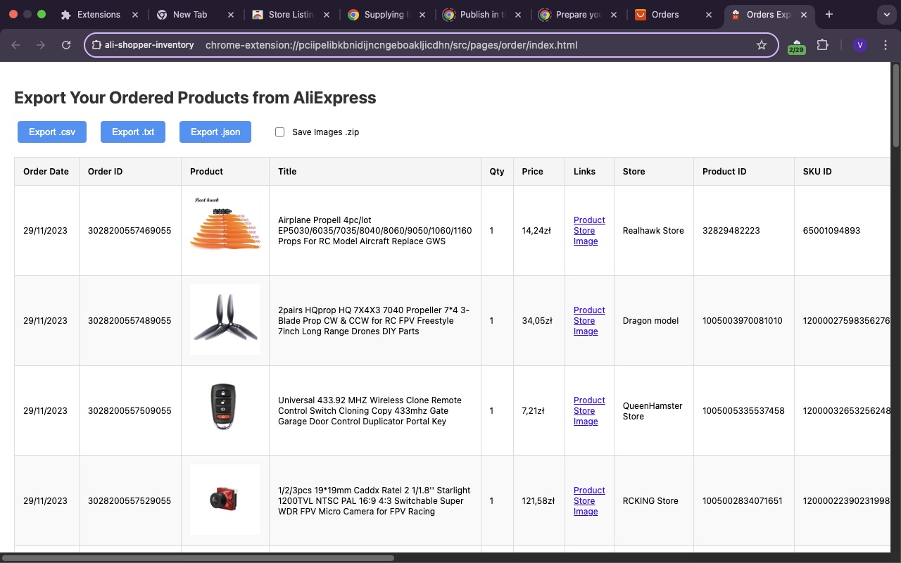 Aliexpress Shopper Inventory chrome谷歌浏览器插件_扩展第1张截图